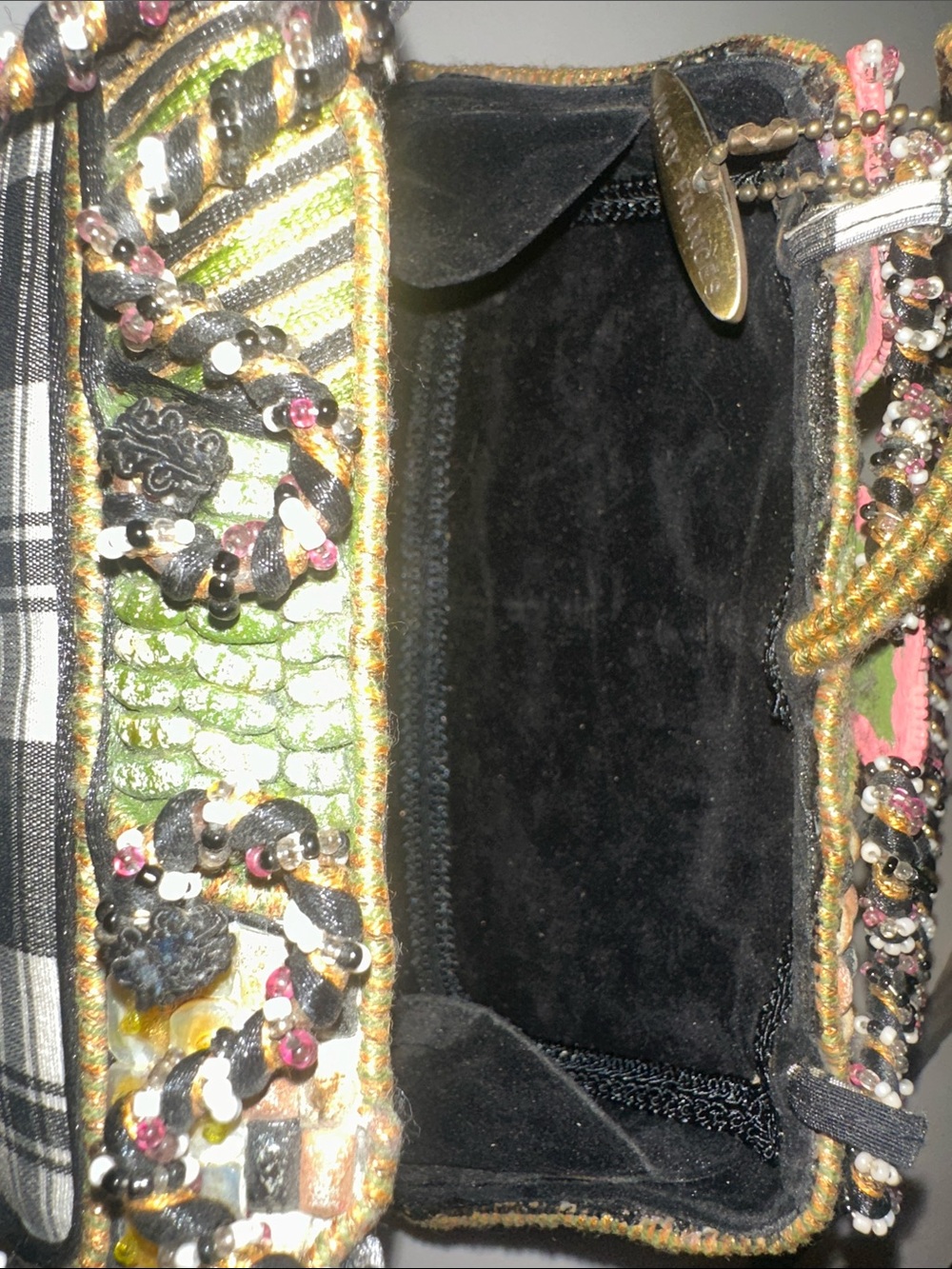 Mary Frances Pink Floral Beaded Mini Bag with Green Accents - Picture 5 of 8